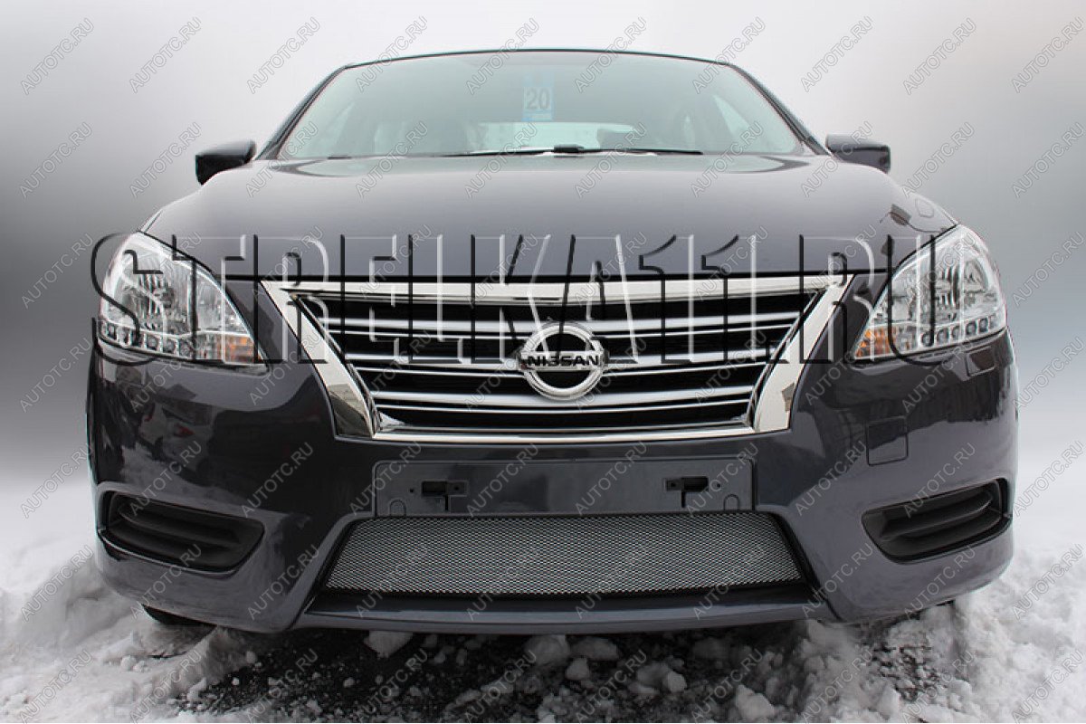 3 179 р. Защита радиатора Стрелка11 Стандарт  Nissan Sentra  7 (2014-2017) B17 (хром)  с доставкой в г. Керчь