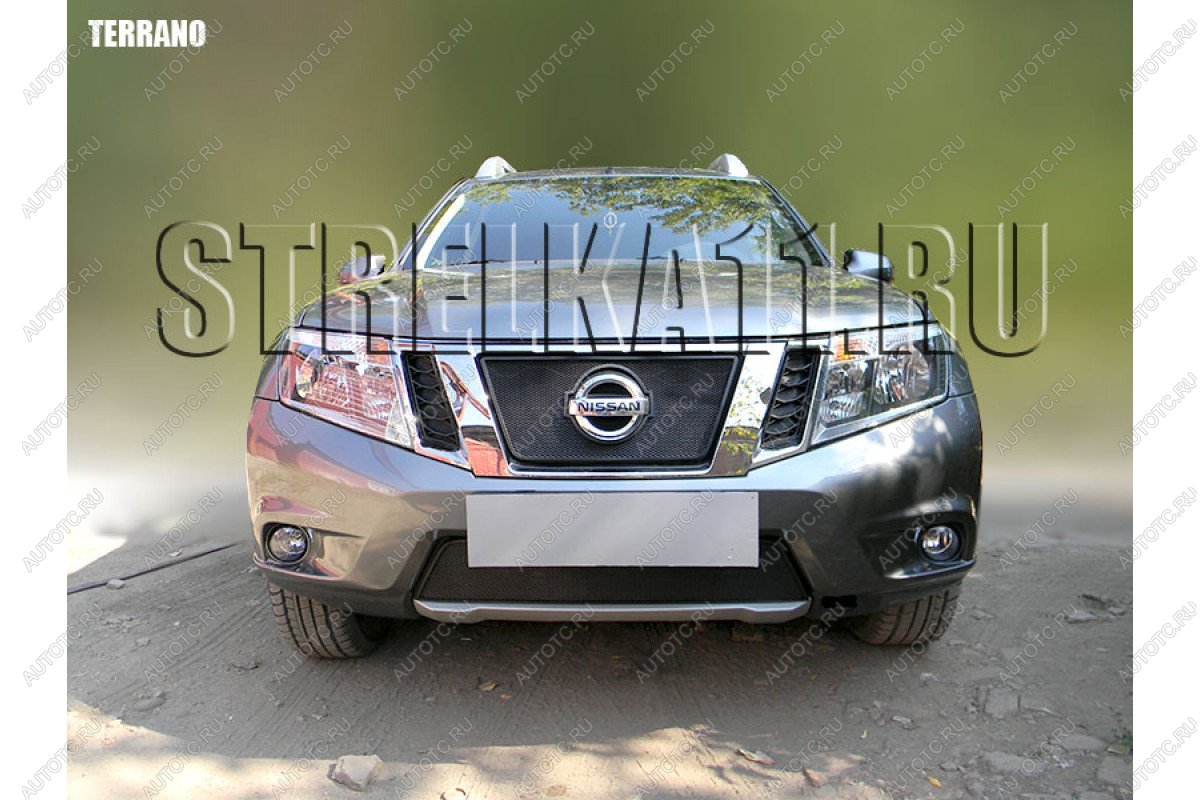 2 999 р. Защита радиатора (низ) Стрелка11 Стандарт Nissan Terrano D10 дорестайлинг (2013-2016) (черная)  с доставкой в г. Керчь