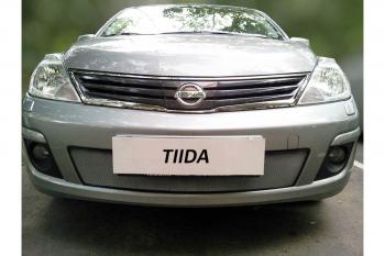 Защита радиатора Стрелка11 Стандарт Nissan Tiida  1 хэтчбек (2010-2014) C11 рестайлинг (хром)
