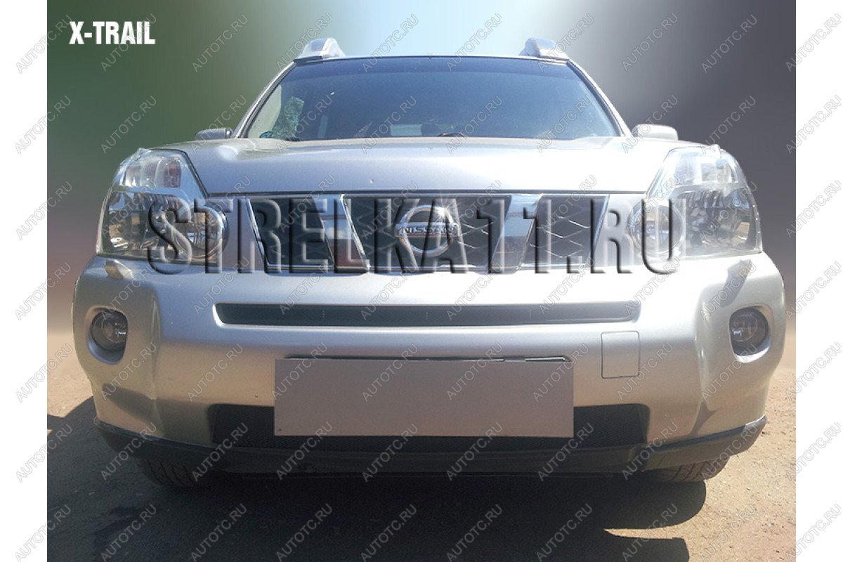 2 999 р. Защита радиатора (низ) Стрелка11 Стандарт Nissan X-trail 2 T31 дорестайлинг (2007-2011) (черная)  с доставкой в г. Керчь