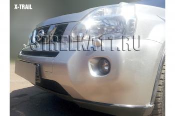 2 999 р. Защита радиатора (низ) Стрелка11 Стандарт Nissan X-trail 2 T31 дорестайлинг (2007-2011) (черная)  с доставкой в г. Керчь. Увеличить фотографию 2
