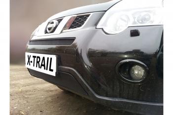 Защита радиатора (низ) Стрелка11 Стандарт Nissan X-trail  2 T31 (2010-2015) рестайлинг (черная)