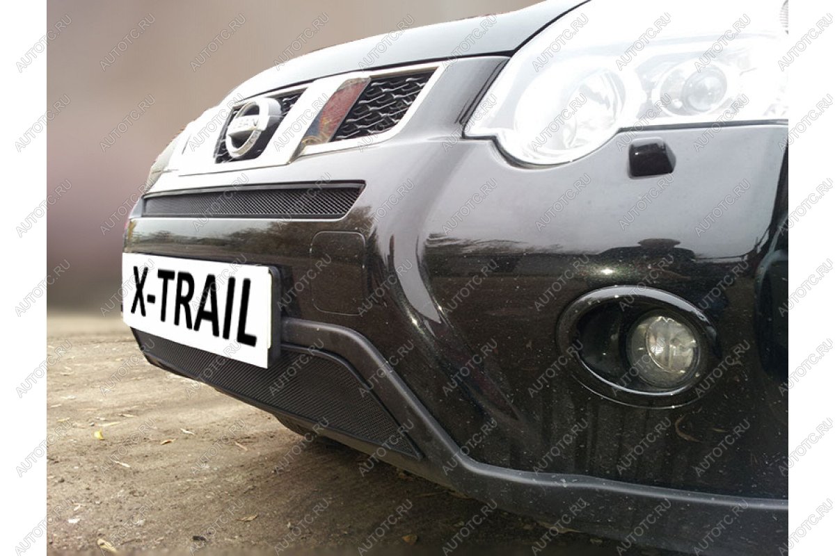 3 089 р. Защита радиатора (низ) Стрелка11 Стандарт  Nissan X-trail  2 T31 (2010-2015) рестайлинг (черная)  с доставкой в г. Керчь