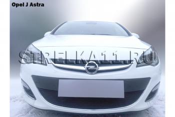 2 899 р. Защита радиатора Стрелка11 Стандарт Opel Astra J хэтчбек 5 дв.  рестайлинг (2012-2017) (черная)  с доставкой в г. Керчь. Увеличить фотографию 2