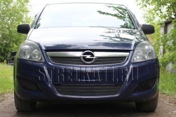 2 799 р. Защита радиатора (верх) Стрелка11 Стандарт Opel Zafira В рестайлинг (2007-2015) (черная)  с доставкой в г. Керчь. Увеличить фотографию 2