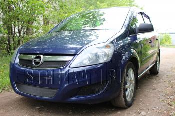 2 799 р. Защита радиатора (верх) Стрелка11 Стандарт Opel Zafira В рестайлинг (2007-2015) (черная)  с доставкой в г. Керчь. Увеличить фотографию 3