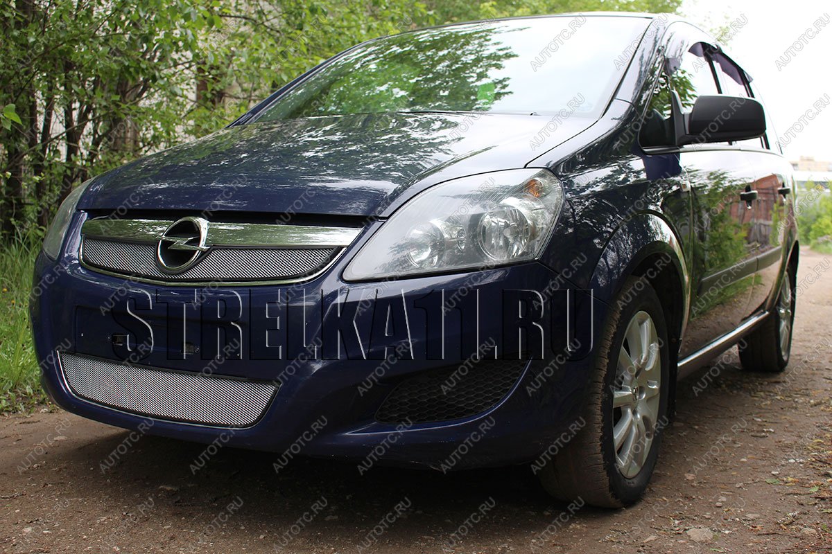 2 899 р. Защита радиатора (низ) Стрелка11 Стандарт Opel Zafira В рестайлинг (2007-2015) (черная)  с доставкой в г. Керчь