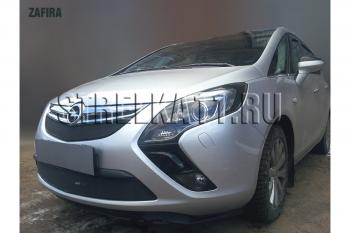 2 899 р. Защита радиатора (верх) Стрелка11 Стандарт Opel Zafira С дорестайлинг (2011-2016) (черная)  с доставкой в г. Керчь. Увеличить фотографию 2