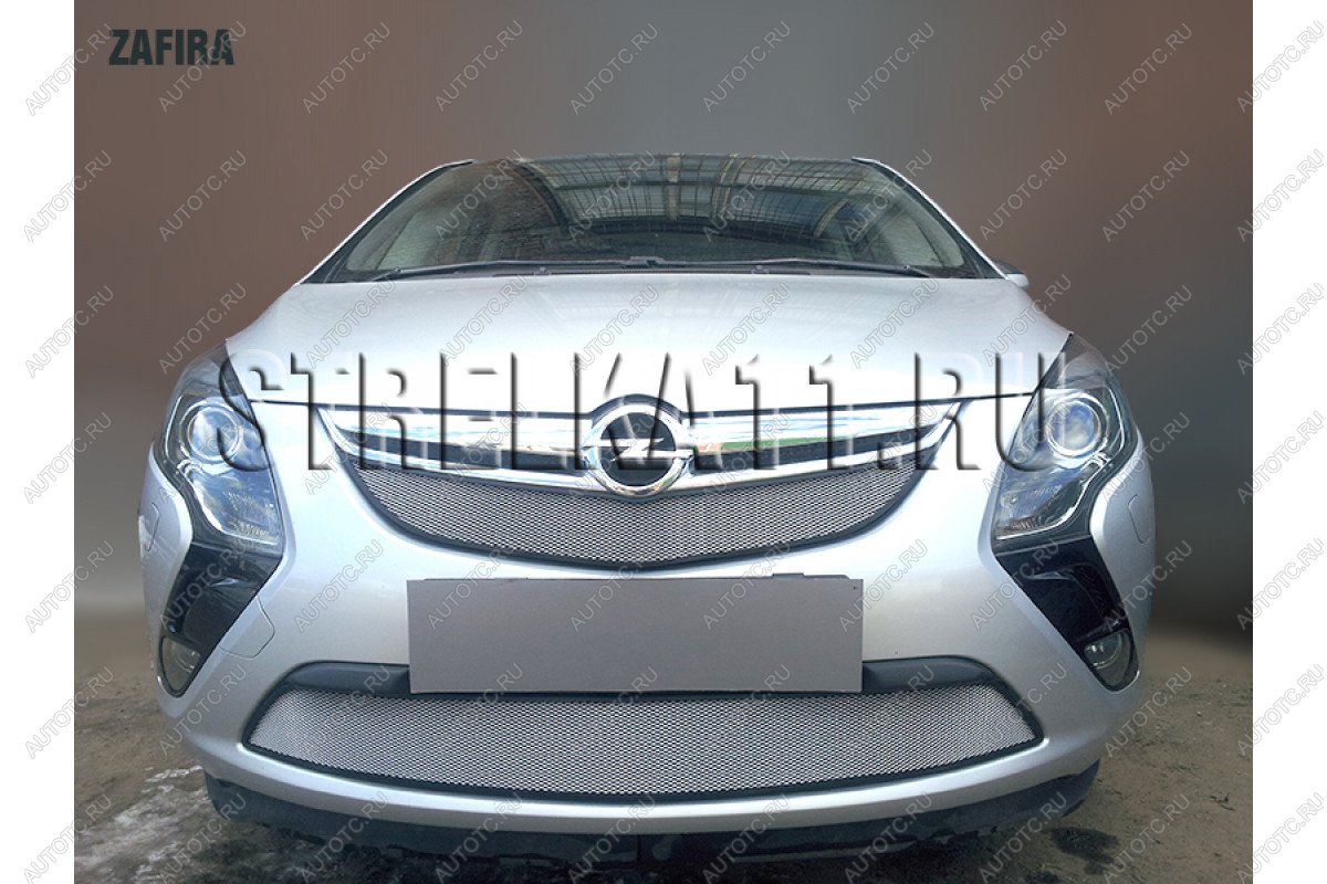 3 299 р. Защита радиатора (низ) Стрелка11 Стандарт Opel Zafira С дорестайлинг (2011-2016) (хром)  с доставкой в г. Керчь