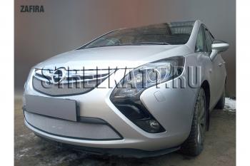 3 299 р. Защита радиатора (низ) Стрелка11 Стандарт Opel Zafira С дорестайлинг (2011-2016) (хром)  с доставкой в г. Керчь. Увеличить фотографию 2