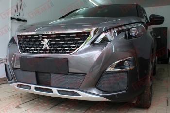 5 299 р. Защита радиатора (низ, середина 5 частей) Стрелка11 Стандарт Peugeot 3008 2 (2016-2025) (черные)  с доставкой в г. Керчь. Увеличить фотографию 3