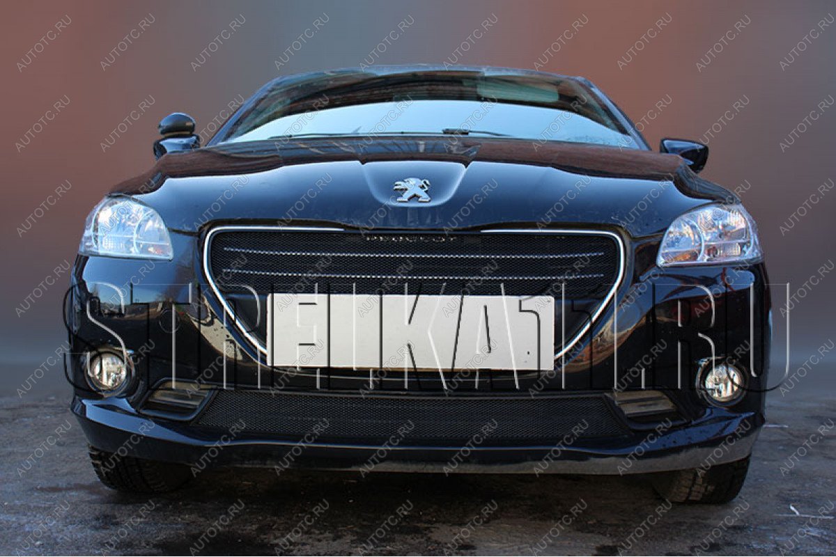 3 149 р. Защита радиатора (верх) Стрелка11 Стандарт Peugeot 301 (2012-2017) (черная)  с доставкой в г. Керчь