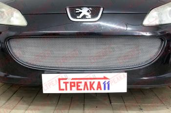 Защита радиатора (низ) Стрелка11 Стандарт Peugeot 407 ( седан,  универсал) (2004-2011) (хром)