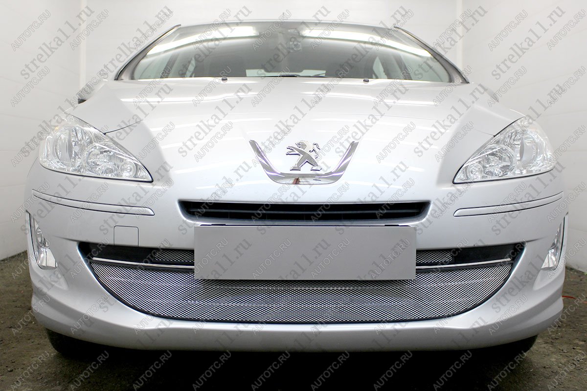 3 899 р. Защита радиатора (3 части) Стрелка11 Стандарт  Peugeot 408 (2010-2017)  дорестайлинг (хром)  с доставкой в г. Керчь