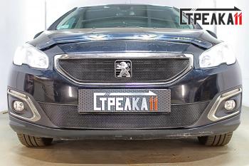 3 069 р. Защита радиатора (верх) Стрелка11 Стандарт Peugeot 408 рестайлинг (2015-2022) (черная)  с доставкой в г. Керчь. Увеличить фотографию 2