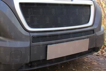 3 899 р. Защита радиатора (верх) Стрелка11 Стандарт Peugeot Boxer 290 (2014-2025) (черная)  с доставкой в г. Керчь. Увеличить фотографию 2