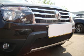 2 999 р. Защита радиатора Стрелка11 Стандарт Renault Duster HS дорестайлинг (2010-2015) (черная)  с доставкой в г. Керчь. Увеличить фотографию 2