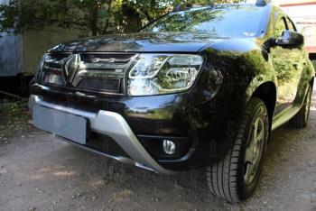 2 899 р. Защита радиатора (низ) Стрелка11 Стандарт Renault Duster HS рестайлинг (2015-2021) (черная)  с доставкой в г. Керчь. Увеличить фотографию 2