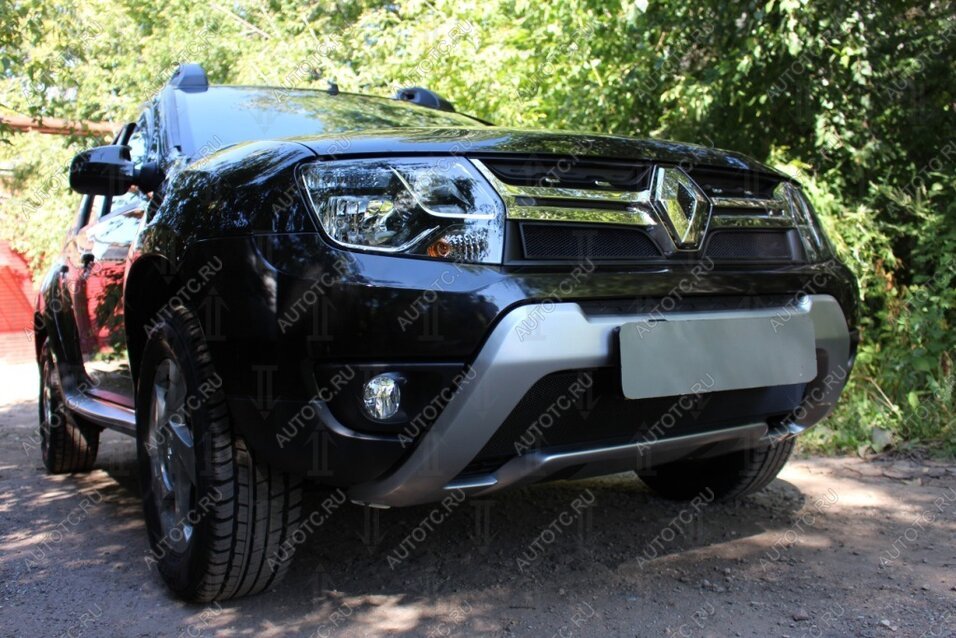 2 899 р. Защита радиатора (низ) Стрелка11 Стандарт Renault Duster HS рестайлинг (2015-2021) (черная)  с доставкой в г. Керчь