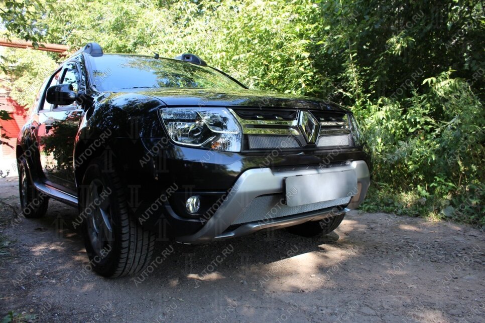 3 079 р. Защита радиатора (низ) Стрелка11 Стандарт  Renault Duster  HS (2015-2021) рестайлинг (хром)  с доставкой в г. Керчь