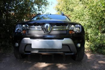 3 079 р. Защита радиатора (низ) Стрелка11 Стандарт  Renault Duster  HS (2015-2021) рестайлинг (хром)  с доставкой в г. Керчь. Увеличить фотографию 3