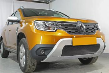3 499 р. Защита радиатора (верх, 4 части) Стрелка11 Стандарт Renault Duster HM рестайлинг (2021-2024) (черная)  с доставкой в г. Керчь. Увеличить фотографию 4