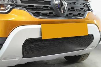 3 599 р. Защита радиатора (низ) Стрелка11 Стандарт Renault Duster HM рестайлинг (2021-2024) (черная)  с доставкой в г. Керчь. Увеличить фотографию 2