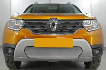3 799 р. Защита радиатора (низ) Стрелка11 Стандарт  Renault Duster  HM (2021-2024) рестайлинг (хром)  с доставкой в г. Керчь. Увеличить фотографию 2