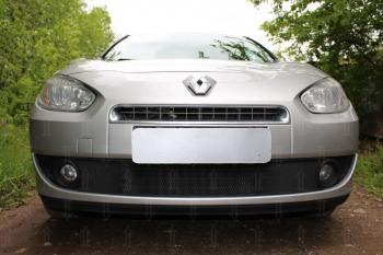 Защита радиатора (верх) Стрелка11 Стандарт Renault Fluence (2010-2012) дорестайлинг (черная)