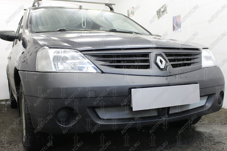 2 899 р. Защита радиатора (низ) Стрелка11 Стандарт  Renault Logan  1 (2004-2010) дорестайлинг (хром)  с доставкой в г. Керчь