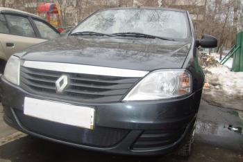 2 899 р. Защита радиатора Стрелка11 Стандарт Renault Logan 1 рестайлинг (2010-2016) (черная)  с доставкой в г. Керчь. Увеличить фотографию 2