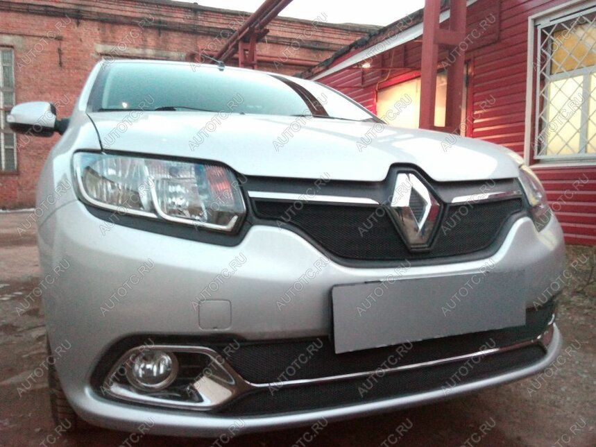 4 549 р. Защита радиатора (Privilege, Luxe Privilege) (низ) Стрелка11 Стандарт Renault Logan 2 дорестайлинг (2014-2018) (черная)  с доставкой в г. Керчь