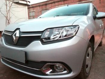 4 549 р. Защита радиатора (Privilege, Luxe Privilege) (низ) Стрелка11 Стандарт Renault Logan 2 дорестайлинг (2014-2018) (черная)  с доставкой в г. Керчь. Увеличить фотографию 2
