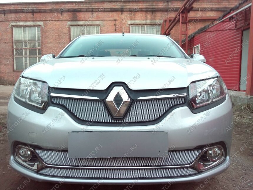 4 649 р. Защита радиатора (Privilege, Luxe Privilege) (низ) Стрелка11 Стандарт  Renault Logan  2 (2014-2018) дорестайлинг (хром)  с доставкой в г. Керчь