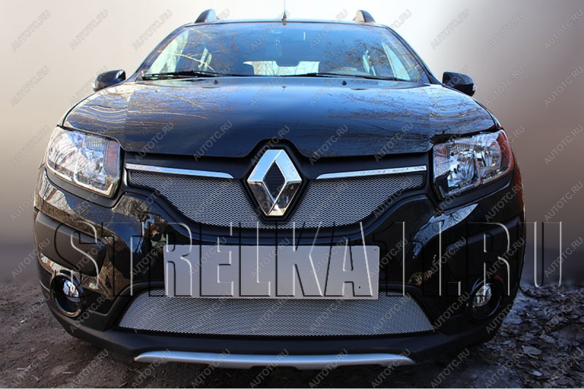 3 179 р. Защита радиатора Стрелка11 Стандарт Renault Logan 2 дорестайлинг (2014-2018) (хром)  с доставкой в г. Керчь