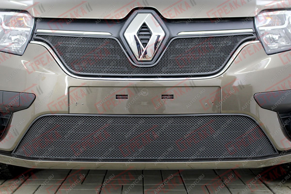3 279 р. Защита радиатора (верх) Стрелка11 Стандарт Renault Logan 2 рестайлинг (2018-2025) (черная)  с доставкой в г. Керчь