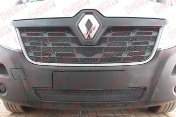 Защита радиатора (низ) Стрелка11 Стандарт Renault Master  FV,JV (2014-2018) фургон 1-ый рестайлинг (черная)