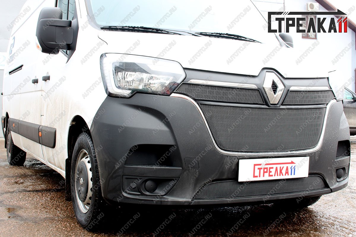 9 599 р. Защита радиатора (4 части) Стандарт  Renault Master  FV,JV (2019-2025) фургон 2-ой рестайлинг (черная)  с доставкой в г. Керчь
