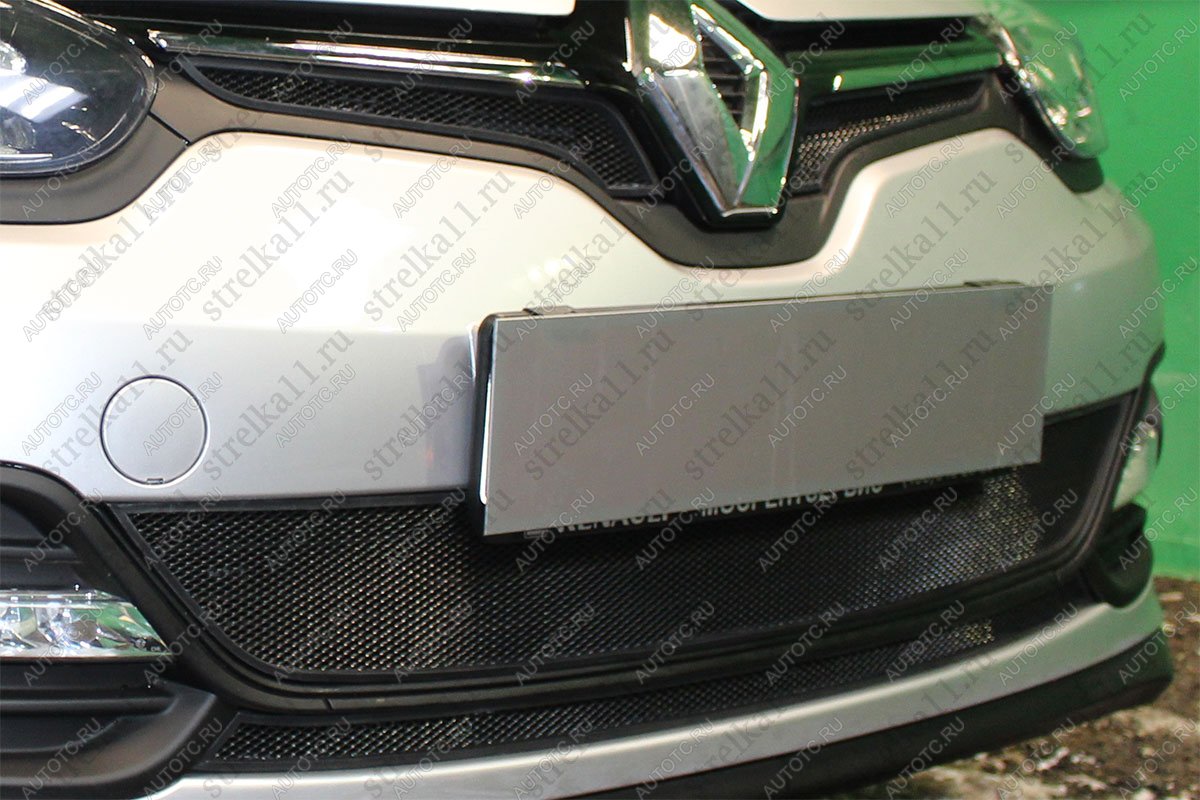 2 479 р. Защита радиатора (верх 2 части) Стандарт  Renault Megane  хэтчбэк 5 дв. (2013-2016)  рестайлинг (черная)  с доставкой в г. Керчь