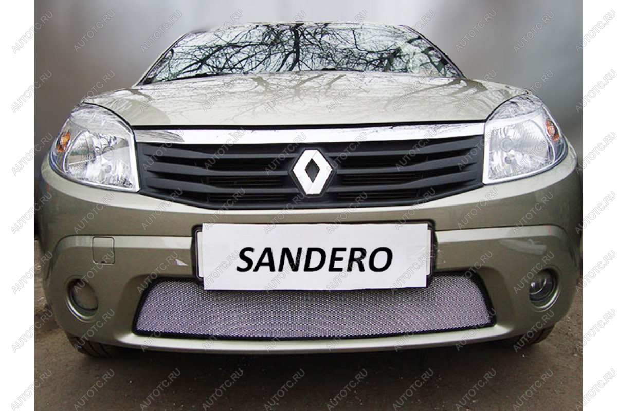 3 079 р. Защита радиатора Стрелка11 Стандарт  Renault Sandero  (BS) (2009-2014) (хром)  с доставкой в г. Керчь