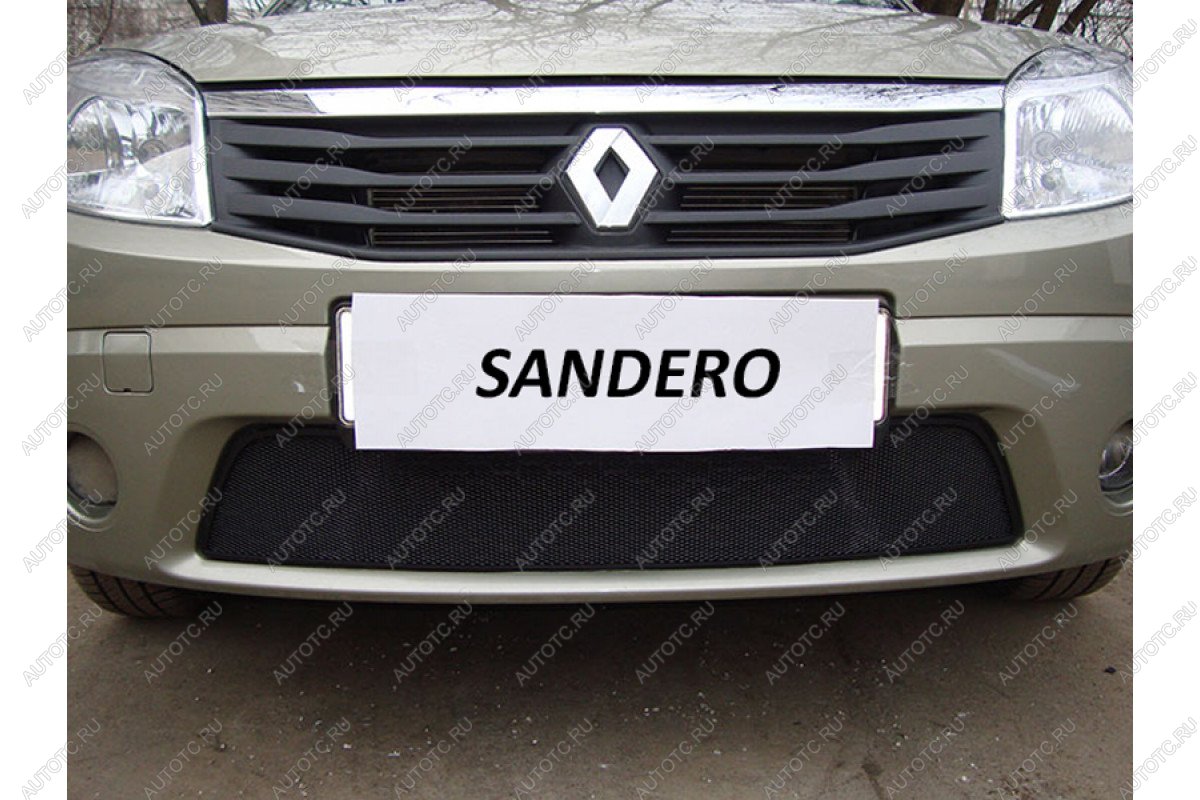 2 999 р. Защита радиатора (низ) Стрелка11 Стандарт  Renault Sandero Stepway  (B8) (2014-2018) дорестайлинг (черная)  с доставкой в г. Керчь