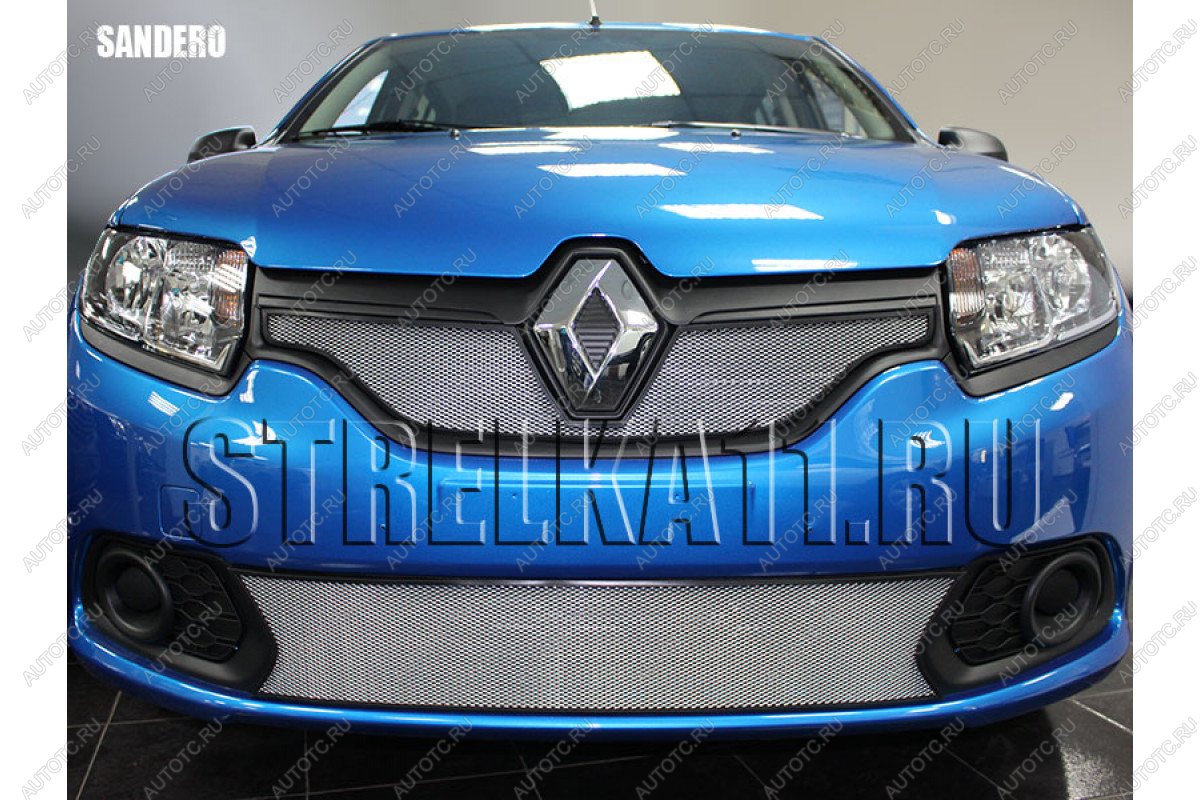 3 179 р. Защита радиатора (низ) Стрелка11 Стандарт Renault Sandero (B8) дорестайлинг (2014-2018) (хром)  с доставкой в г. Керчь