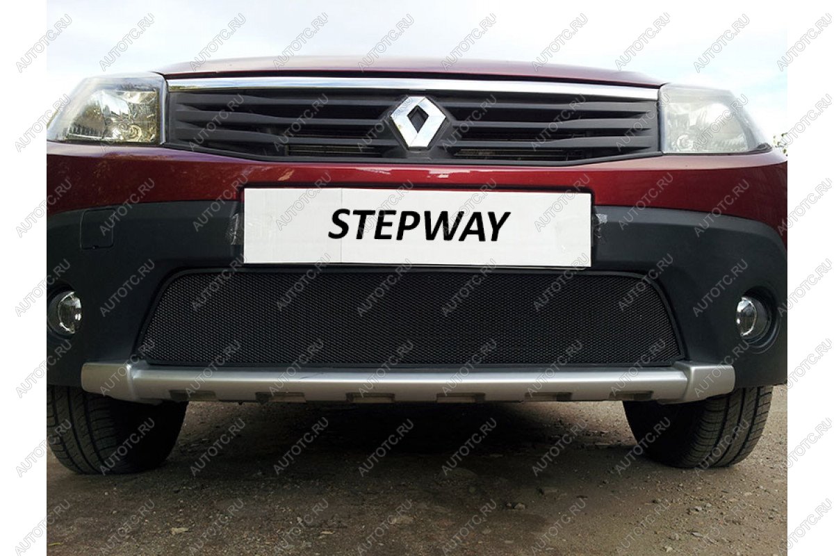 2 999 р. Защита радиатора Стрелка11 Стандарт Renault Sandero Stepway (BS) (2010-2014) (черная)  с доставкой в г. Керчь