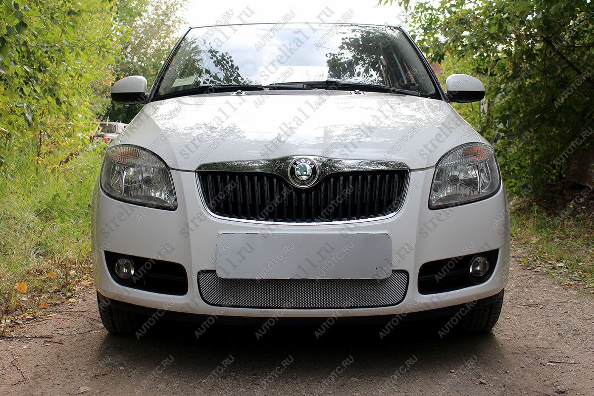 3 079 р. Защита радиатора Стрелка11 Стандарт  Skoda Fabia  Mk2 - Roomster  5J (хром)  с доставкой в г. Керчь