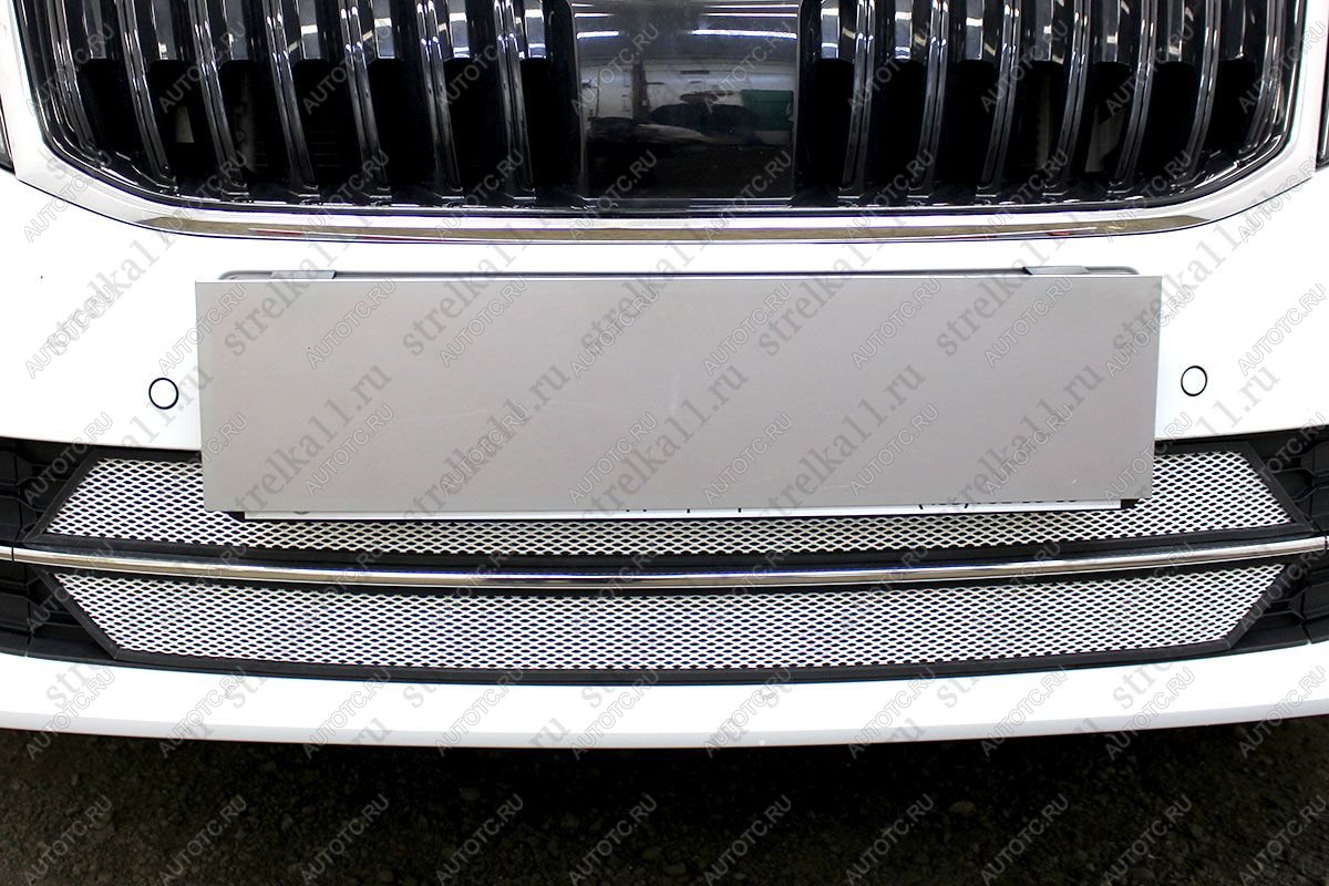 5 349 р. Защита радиатора Стрелка11 Стандарт  Skoda Octavia  A7 (2016-2020) рестайлинг лифтбэк, рестайлинг универсал (хром)  с доставкой в г. Керчь