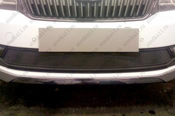 4 649 р. Защита радиатора (2 части) Стрелка11 Стандарт Skoda Rapid NH1 хэтчбэк рестайлинг (2015-2020) (черная)  с доставкой в г. Керчь. Увеличить фотографию 2