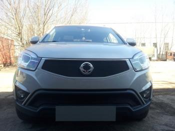 3 169 р. Защита радиатора (верх) Стрелка11 Стандарт SSANGYONG Actyon рестайлинг (2013-2021) (черная)  с доставкой в г. Керчь. Увеличить фотографию 3
