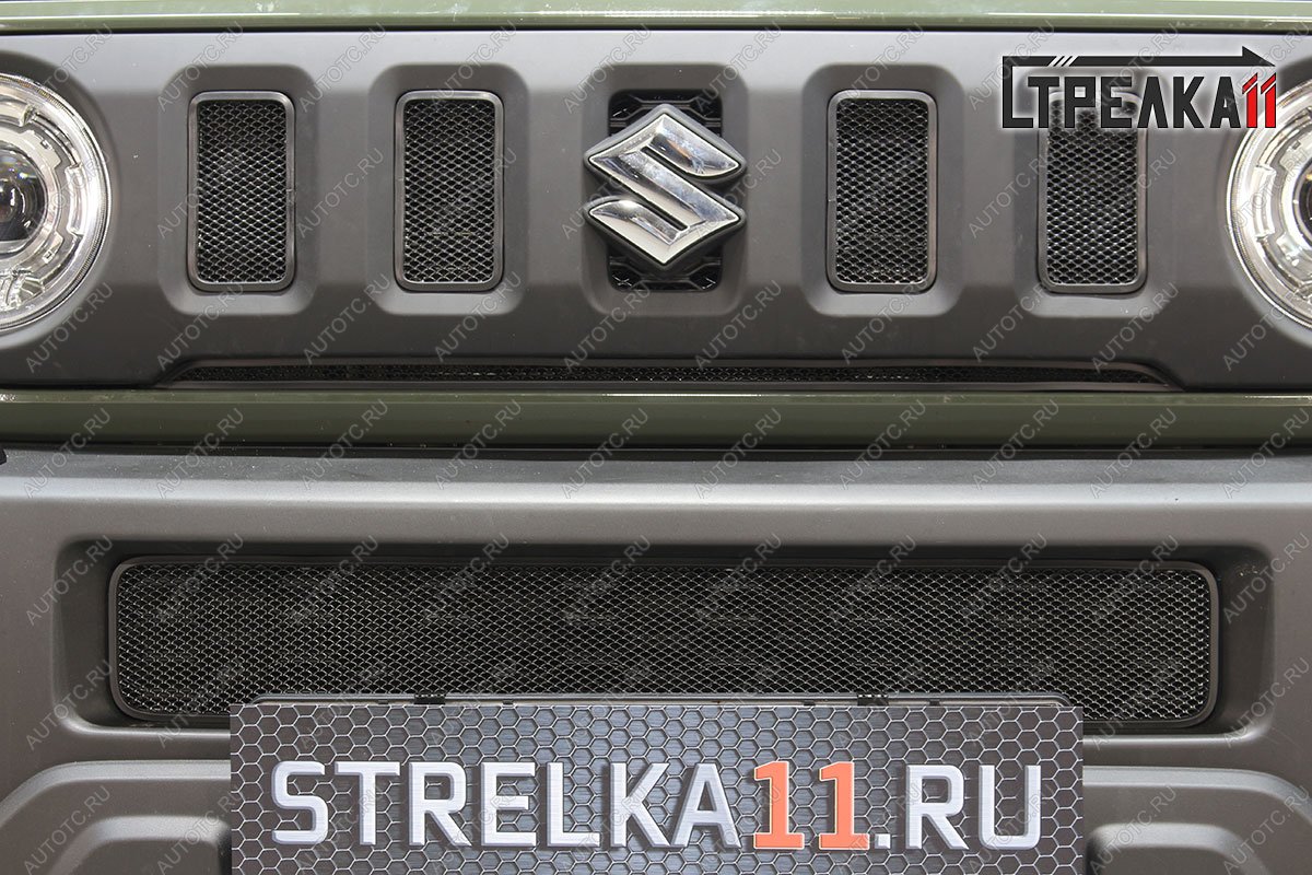 4 299 р. Защита радиатора (низ, центр) Стрелка11 Стандарт Suzuki Jimny JB64 (2018-2025) (черная)  с доставкой в г. Керчь