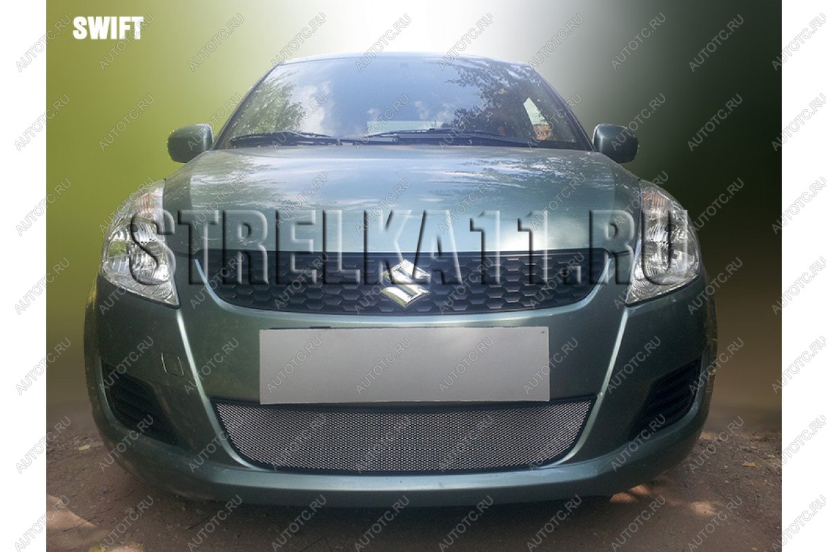 3 079 р. Защита радиатора Стрелка11 Стандарт  Suzuki Swift  ZC72S (2010-2013) дорестайлинг, хэтчбэк 5 дв. (хром)  с доставкой в г. Керчь
