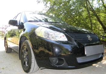 3 079 р. Защита радиатора Стрелка11 Стандарт  Suzuki SX4  GYC21S (2006-2012) дорестайлинг седан (хром)  с доставкой в г. Керчь. Увеличить фотографию 2
